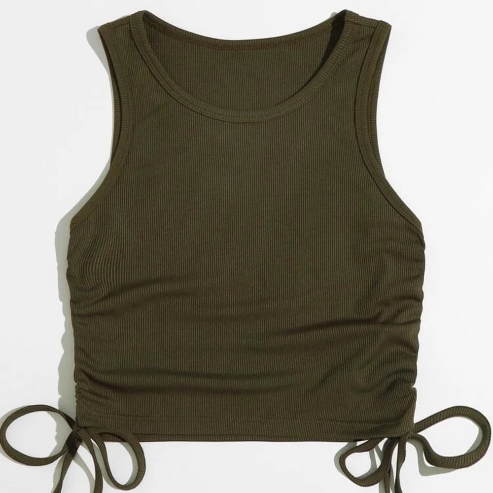 Dark green tank ruched tie sides